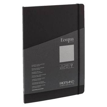 Fabriano EcoQua+ Notebook 8.3 x 11.7" Dot Grid Stitch-Bound Black