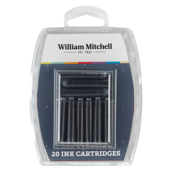 William Mitchell Euro-Sized Black Ink Cartridges, Pack of 20