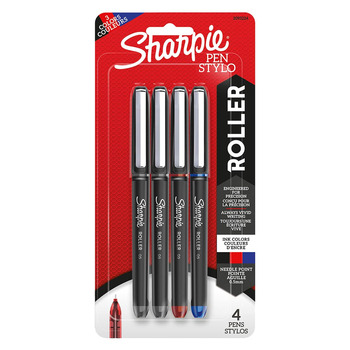 Sharpie Rollerball Pen (Pack of 4) - Black/Red/Blue, 0.5mm