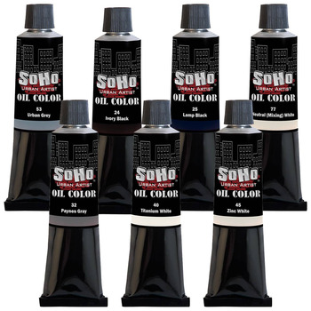Soho Oil Color - Black/White/Grey (Set of 7), 170ml