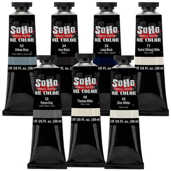Soho Oil Color - Black/White/Grey (Set of 7), 50ml
