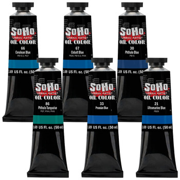 Soho Oil Color - Blues (Set of 6), 50ml