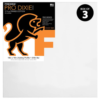 Fredrix Dixie PRO Series Stretched Canvas 1-3/8" Box of Three 18x18"
