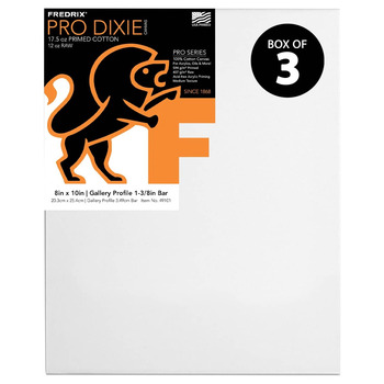 Fredrix Dixie PRO Series Stretched Canvas 1-3/8" Box of Three 8x10"