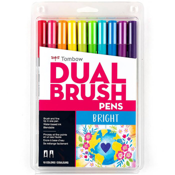 Tombow Dual Brush Pens Set of 10 - Bright Palette Colors