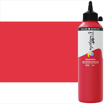 Daler-Rowney System3 Fluid Acrylic - Cadmium Red Hue, 500ml