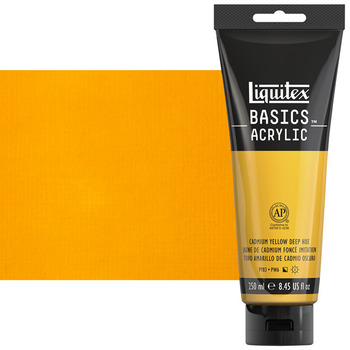 Liquitex Basics Acrylic Paint - Cadmium Yellow Deep Hue, 250ml Tube