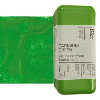R&F Encaustic Handmade Paint 104 ml Block - Cadmium Green