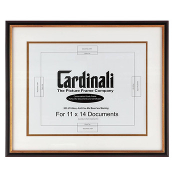 Cardinali Diploma Frame Black/Gold 11"x14", Acid-free Mat Plus UV Glass