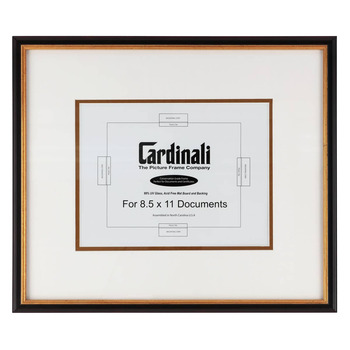 Cardinali Diploma Black/Gold 8-1/2"x11", Acid-free Mat Plus UV Glass