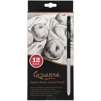 Cezanne Premium Colored Pencils Box of 12 Black