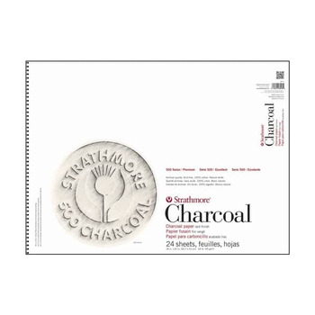 Strathmore 500 Series Premium Charcoal Paper & Pads 12" x 18" White (24 Sheet Pad)