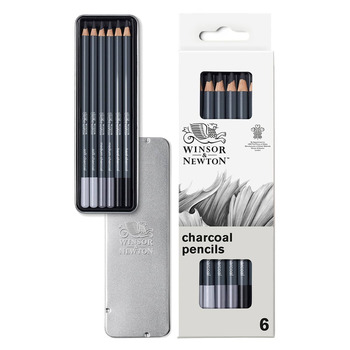 Winsor & Newton Studio Sketching Pencil Sets, Charcoal Tin Set of 6