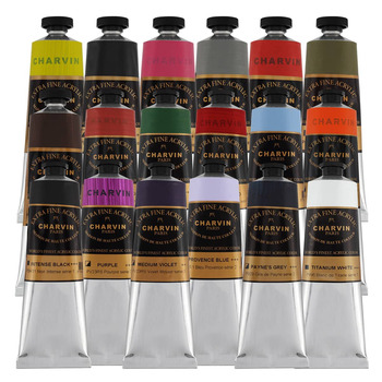 Charvin Extra-Fine Acrylics - Goth Set of 18 Colors, 150ml Tubes
