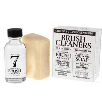 Chelsea Classic Studio Brush Cleaner Sampler Set - 1oz. Lavender Brush Cleaner & Lavender & Olive Oil All Natural Brush Soap