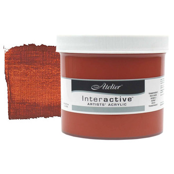 Interactive Professional Acrylic 1 Litre Jar - Trans. Red Oxide