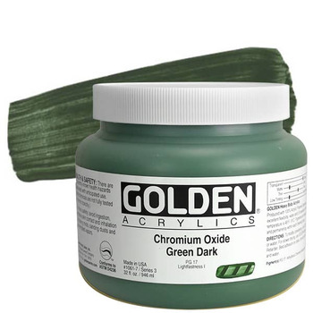 GOLDEN Heavy Body Acrylics - Chromium Oxide Green Dark, 32oz Jar