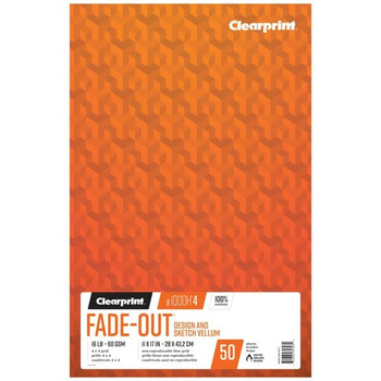Clearprint 1000H Vellum Fade-Out Pads 4" x 4" Grid 16 lb (50 Sheets)