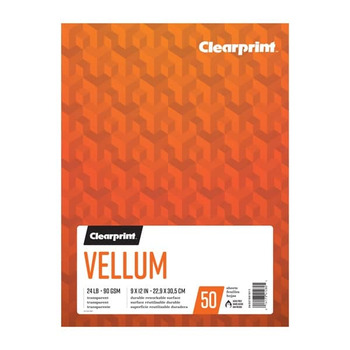 Clearprint Vellum Fold-Over Pad 9x12in 24lb 50 Sheets