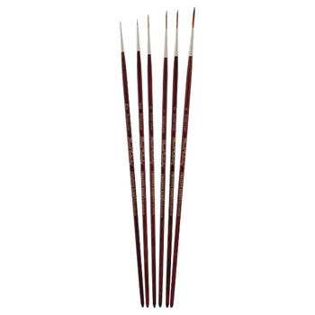 Mimik Kolinsky Synthetic Sable Long Handle Brush, Script Liners Set of 6