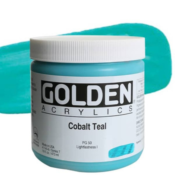 GOLDEN Heavy Body Acrylics - Cobalt Teal, 16oz Jar