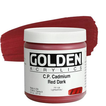 GOLDEN Heavy Body Acrylics - Cadmium Red Dark, 8oz Jar