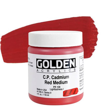 GOLDEN Heavy Body Acrylics - Cadmium Red Medium, 4oz Jar