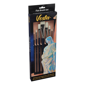 Creative Mark Vesta Synthetic Bristle Brush, Flat Set of 7