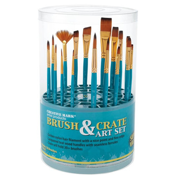 Creative Mark Artist Brush Crate Set w/ 18 Short Handle Brushes