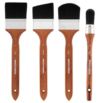 Creative Mark Muscle Long Handle Brush Set of 4, 3" & 30mm Brushes
