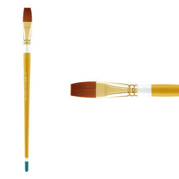 Creative Mark Qualita Golden Taklon Long Handle Brush Flat #8