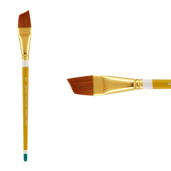 Creative Mark Qualita Golden Taklon Short Handle Brush Angular 3/4"