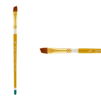 Creative Mark Qualita Golden Taklon Short Handle Brush Angular 3/8"