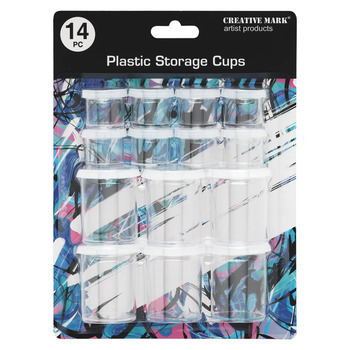 Creative Mark Plastic Storage Cups Mixed Size Pack of 14 (8x10ml/6x45ml)
