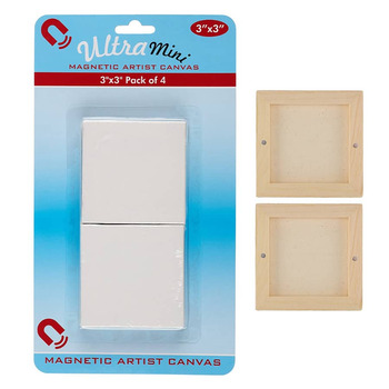 Mini Magnetic 3x3" Paintable Canvas Squares, Pack of 4