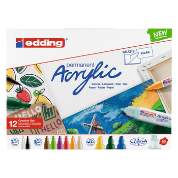 Edding Acrylic Marker Starter Set of 12, Creative Colors