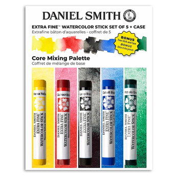 Daniel Smith Watercolor Sticks, Set of 5 Core Mixing Set (Free Stick & Case)