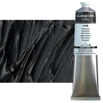LUKAS CRYL Pastos Acrylics - Deep Black, 200ml Tube