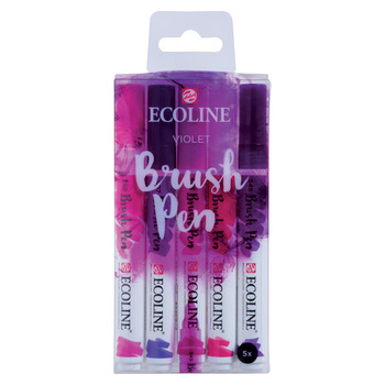Ecoline Liquid Watercolor Water-Based Brush Pen Set of 5-Violets Colors