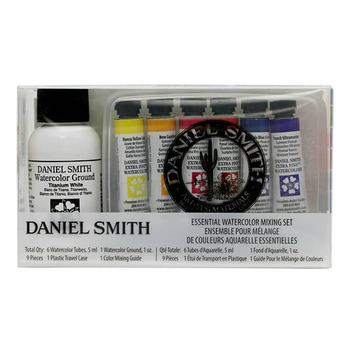DANIEL SMITH Extra Fine Watercolor Essentials Mixing Set of 6, 5ml Tubes + 1oz Ground