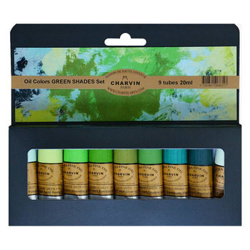 Charvin Extra-Fine Oils - Greens, Bonjour Set of 9 - 20ml Tubes