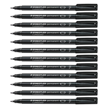 STAEDTLER Lumocolor Permanent Marker Pens Fine #F318 - Black, 0.06mm (Box of 12)