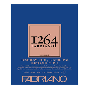 Fabriano 1264 Bristol Smooth 100 lb (20-Sheet) Glue Bound Pad 14x17