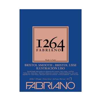 Fabriano 1264 Bristol Smooth 100 lb (20-Sheet) Glue Bound Pad 9x12