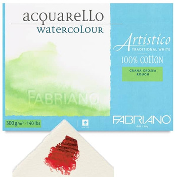 Fabriano Artistico Watercolor Block - 12"x18" Traditional White, 140lb Rough (20 Sheets)