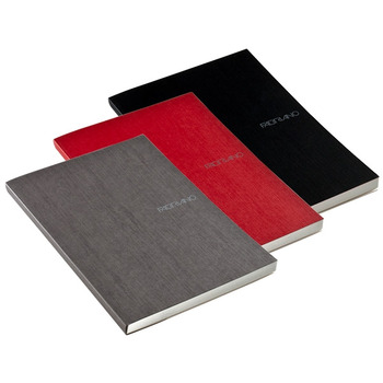 Fabriano Ecoqua Notebooks 5 4/5" x 8 1/2" Dot Grid Black, Raspberry, Stone Set of 3