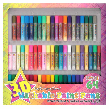 First Impressions 3D Washable Painting Glue Pen Set of 64 8 ml tubes