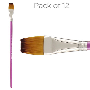 Creative Inspirations Dura-Handle, Brush Long Handle, Flat 3/4" (12 Pack)