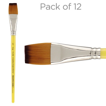Creative Inspirations Dura-Handle, Brush Short Handle, Flat 3/4" (12 Pack)