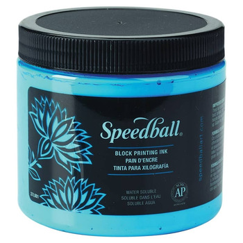 Speedball Water Soluble Block Printing Ink 16 oz - Fluorescent Blue